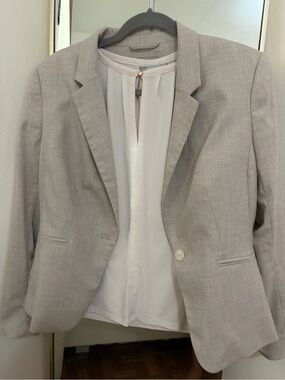 H&M Light Gray Linen-Blend Blazer